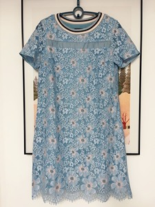 杰西连衣裙，全新有吊牌，蓝色蕾丝，复合面料，H宽松型，穿着舒