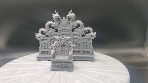 国风龙椅与屏风模型手办白模树脂涂装3d打印精度场景搭配