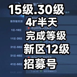 王者荣耀新区小号等级6级代练打到12级.15级，30级，招募