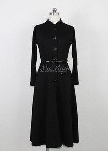 Vintage 奥黛丽赫本同款 赫本风法式黑色复古连衣裙 M