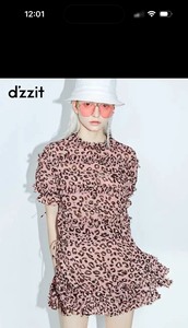 dzzit地素  夏专柜新款粉红豹纹木耳边雪纺上衣➕半裙