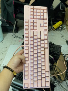 包邮！摩豹K96粉色限量版机械键盘，键盘幽蓝色背光，MS机械