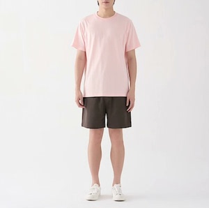 无印良品，男式 棉混速干短袖T恤，浅粉红色，XL，正品，全新