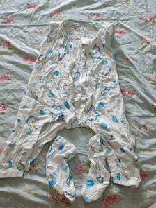 米乐鱼 无袖 连体睡袋 双层纱布 适合夏季 侧边有扣子可以调