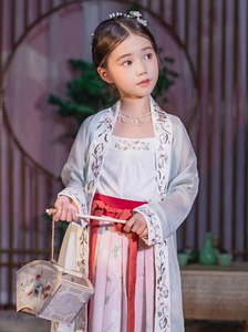 【出】初立原创改良汉服女童装黍璃长褙子宋制套装中国风儿童汉服