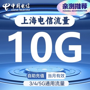 上海电信流量充值10G全国通用中国电信流量加油叠加包当月有效