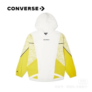 匡威/converse 女子运动休闲连帽卫衣，黄白色薄款，M