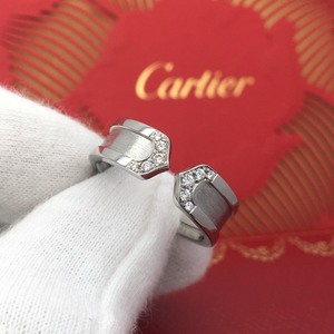 卡地亚白金双c钻石戒指53号Cartier天使之吻