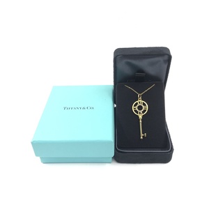 [9.9新]Tiffany蒂芙尼女士黄金罗马镂空镶钻钥匙项链公价2.28w