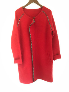 韩国代水貂绒毛线外套 正红色 可以当外套 也可以当连衣裙 全
