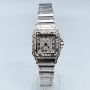 98新卡地亚山度士系列精钢镶钻满天星石英手表女士款正品W20056D6