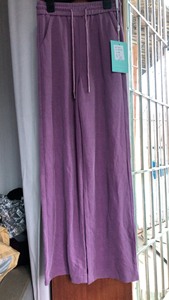 闲置千野美子，夏季紫色高腰薄款裤子、含百分之六十五的莫代尔棉