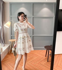 妖后家刺绣蕾丝全棉白色连衣裙，m码全新，质量如图，整理衣柜便