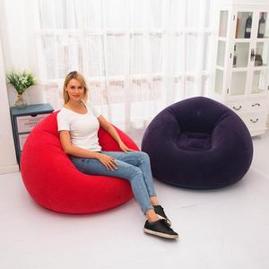 新款成人充气植绒懒人沙发 球形可折叠沙发床休闲户外凳单人座椅