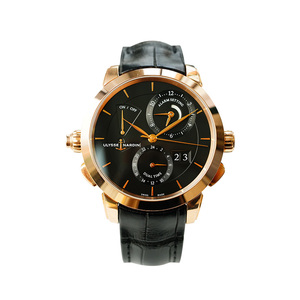 [无保留价/95新]雅典表鎏金672-05自动机械18k玫瑰金男士手表