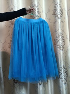 【出】网纱半身裙天蓝色，70cm，均码，全新仅试穿，无瑕疵