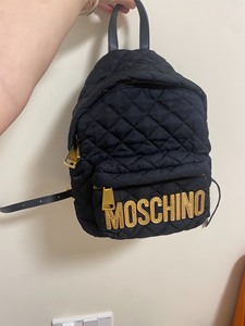 Moschino/莫斯奇诺  Logo菱格纹小号双肩包 代购