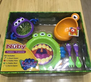 Nuby努比小怪兽系列餐具卡通零食盒套装礼盒，宝宝辅食碗套装