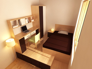 晨木定制复式整体组合家具双人床低床衣柜床简约北欧风格小户型