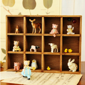 zakka杂货实木复古橱柜收纳柜展示柜子12格可挂木盒