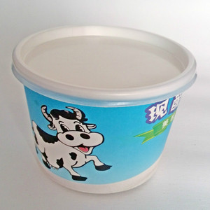 【300ml酸奶纸碗】鲜奶吧加盟现酿酸奶带盖一次性纸杯子不带小勺