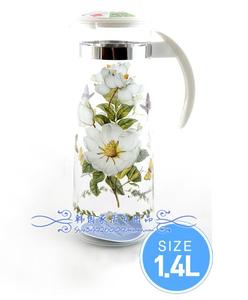 韩国进口 白玉兰花 透明薄玻璃冷热水瓶 凉水瓶 玻璃茶壶 1.4L