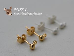 【Miss L】F10-L 可爱的小豆豆耳钉一对 可加吊坠 DIY饰品配件