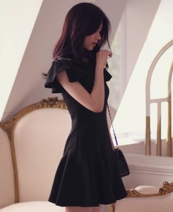 韩国夏季milkco遮手臂赫本黑色连衣裙时尚文艺鱼尾摆修身显瘦短裙
