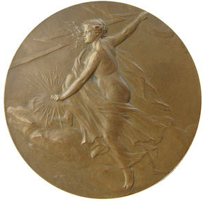 法国大铜章--新艺术风格的闪电女神