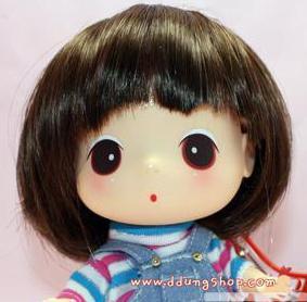 嗎嗎米呀韩国进口㊣ddung迷糊娃娃BJD栗色蘑菇头短发假发￥现货
