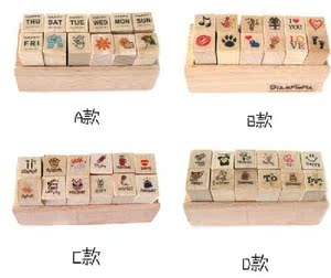 韩国joyfill 日记小印章*12枚木盒装（旅行LOVE 天气星期 生活）