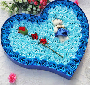 蓝色妖姬纸香皂花肥皂玫瑰花礼盒送女友生日纪念日创意母亲节礼物
