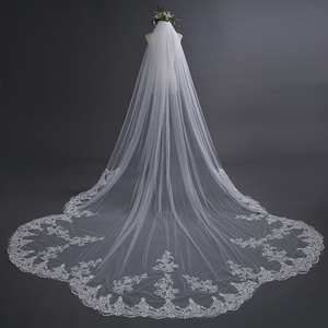 WEI YI 新款超长3米5米大拖尾插梳遮面白头纱 新娘结婚纱拍照配饰