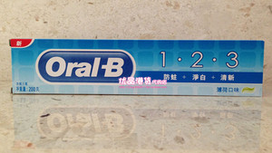 香港万宁代购 欧乐B/Oral-B 123防蛀净白清新牙膏 薄荷口味 200ML