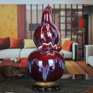 景德镇陶瓷器钧瓷窑变花瓶现代家居客厅装饰工艺品古典葫芦瓶摆件