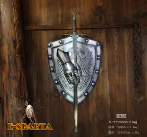 热销中世纪复古仿真铁制盾牌古罗马欧式盔甲酒吧餐厅墙饰金属挂饰