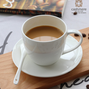 欧式纯白色骨瓷咖啡杯碟套装简约时尚陶瓷圆形红茶早餐杯下午茶杯