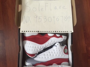 【SoleFlare】aj13  Grey toe 白灰红 灰头基德gs 414574-126