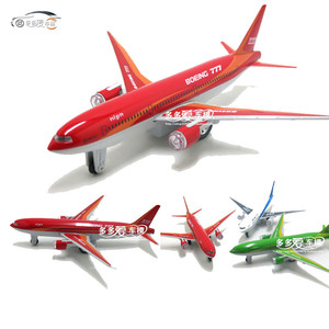 彩珀波音777 客机空客 回力+声光 合金飞机 模型儿童玩具23