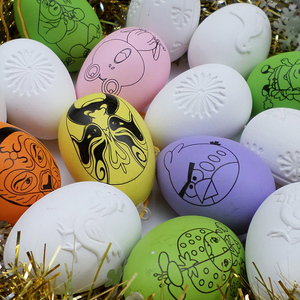 希宝 仿真彩白色卡通彩绘鸡蛋壳复活节画彩蛋DIY儿童手工制作玩具