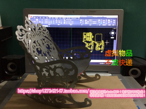 激光切割工艺品CAD图纸 3d立体拼图 三维模型-滑动椅