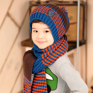 韩国儿童帽子围巾两件套秋冬男童女童宝宝冬款帽子围巾两件套