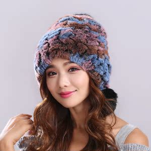 新款獭兔毛帽子女冬季韩版保暖加厚护耳懒皮草帽狐狸毛球甜美可爱