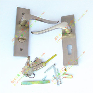 全铝不生锈带钥匙拉丝钢间钢执手门锁摇把锁房间门锁把手锁125孔