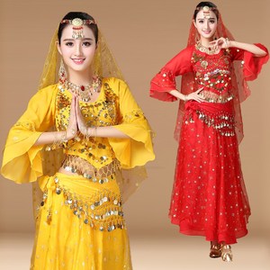印度舞蹈服装成人大摆裙演出服 肚皮舞套装女表演服新款喇叭长袖