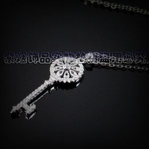 钥匙和锁情侣项链 银项链 925纯银女子银饰 装饰项链 微镶银项链
