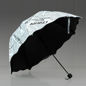 报纸遮阳伞创意时尚英伦风拱形公主黑胶防紫外线折叠太阳伞晴雨伞