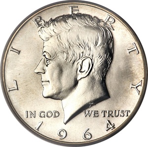 1964 美国肯尼迪 银币 50美分 AC Kennedy Half Dollar