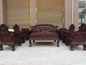 红木古典家具 老挝大红酸枝祥云如意沙发十一件套 实木交趾黄檀