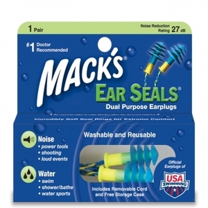 美国MACK'S EAR SEALS 硅胶游泳耳塞带绳 防水防噪音earplugs专业